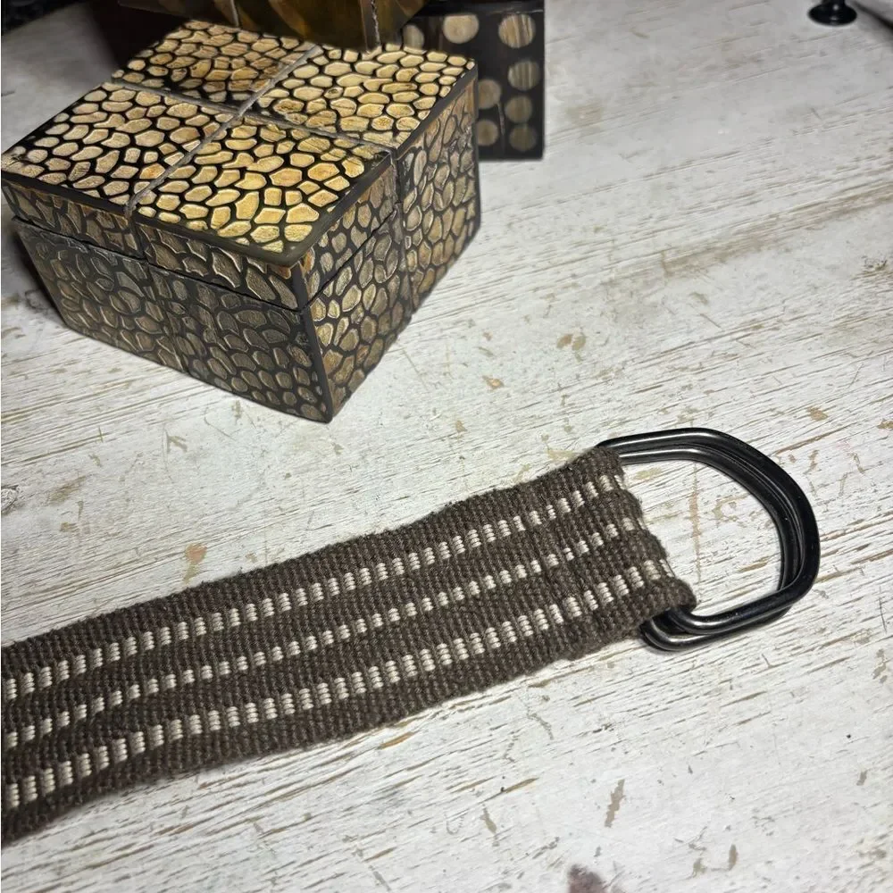 39.5” Striped Woven Canvas D-ring Belt